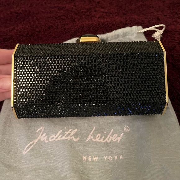 Vintage Judith Leiber Black and Gold Crystal Clutch. - Picture 5 of 16